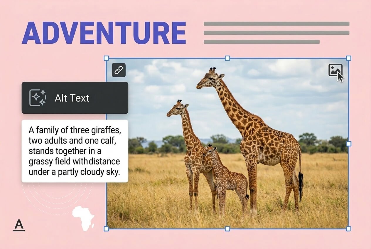 Adobe InDesign 2026 AI Alt Text feature providing automated accessibility descriptions for professional image layouts.
