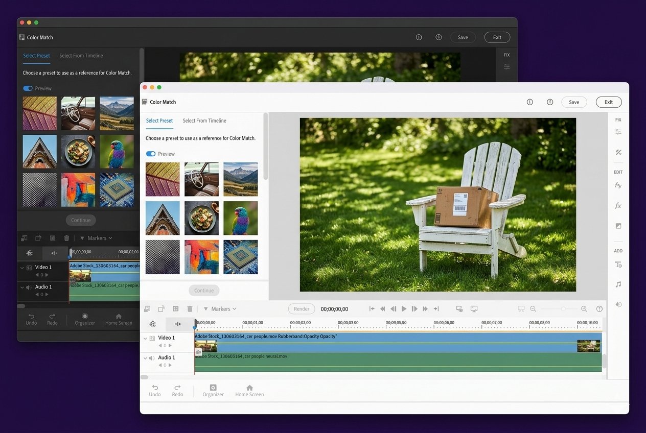 Premiere Elements 2026 Color Match - Syncing Color Grades Across Video Clips