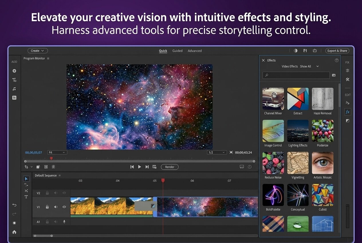 Adobe Premiere Elements 2026 Creative Effects - Cinematic Video Styling Library