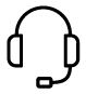 Service support icon showing a headset with a microphone representing customer assistance.