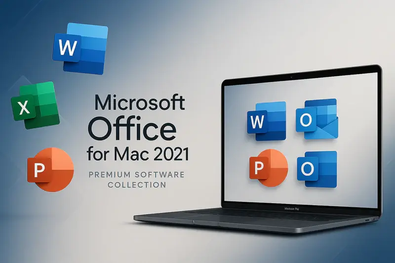 Microsoft 23 Microsoft Office 2021 for Mac premium software collection including Word, Excel, PowerPoint, and Outlook.