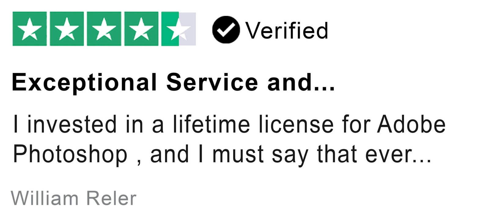 Trustpilot Customer Review Trustpilot customer review showing rating stars and written feedback.