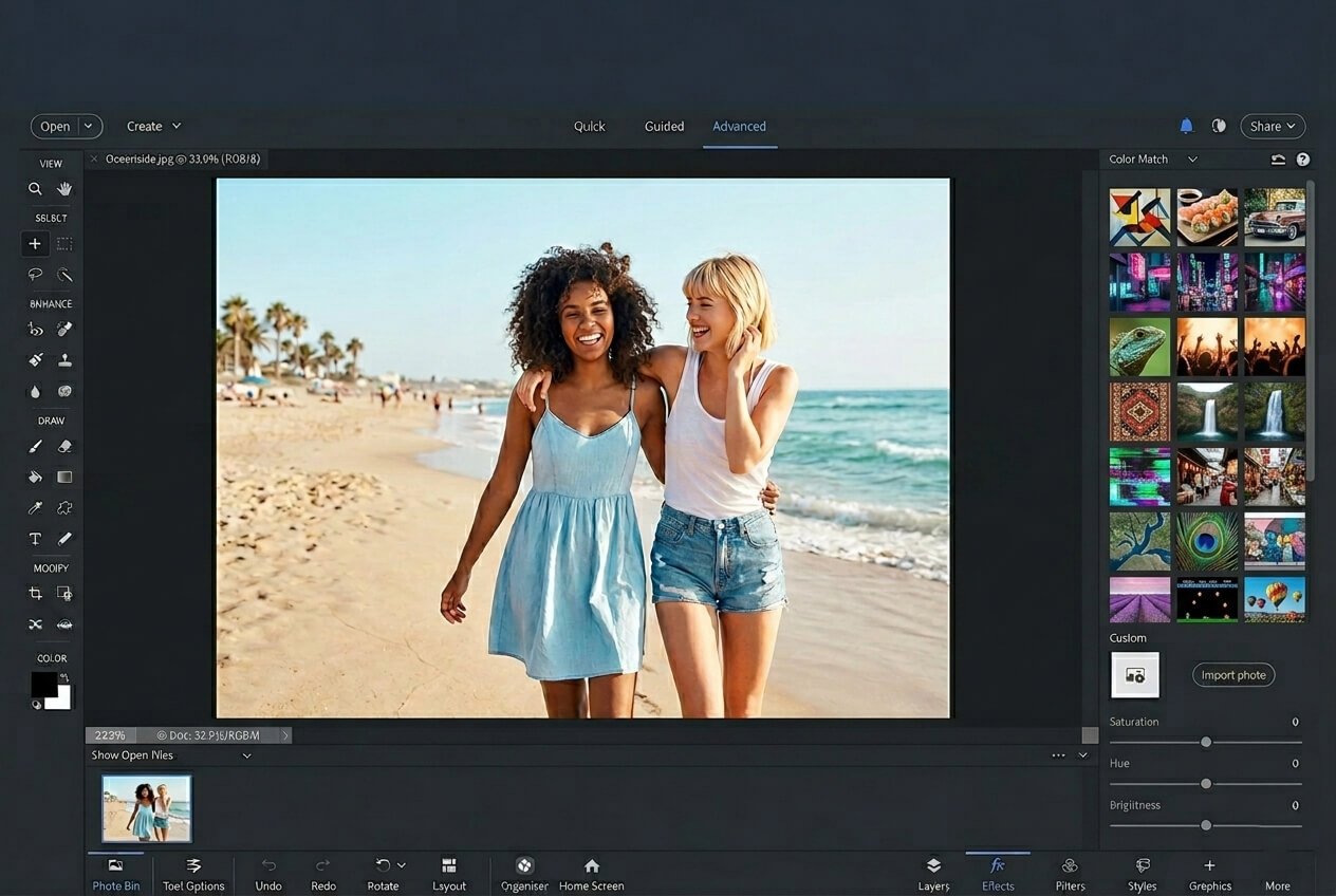 Adobe Photoshop Elements 2026 Quick Actions - One-Click Photo Enhancements
