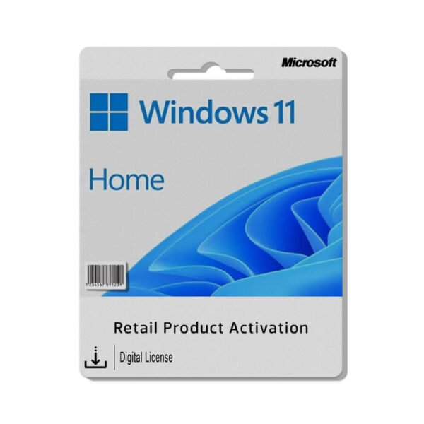 Microsoft Windows 11 Home retail edition for installation on personal computers.