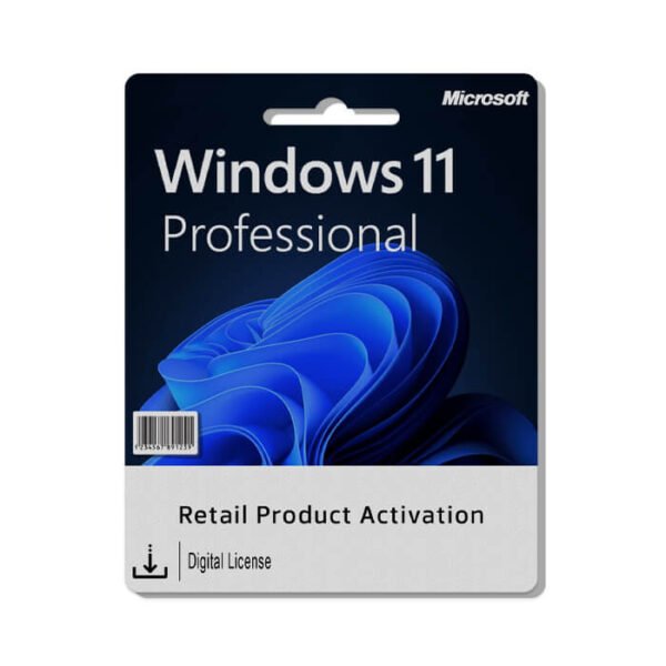 Microsoft Windows 11 Pro retail edition for PC installation and activation.