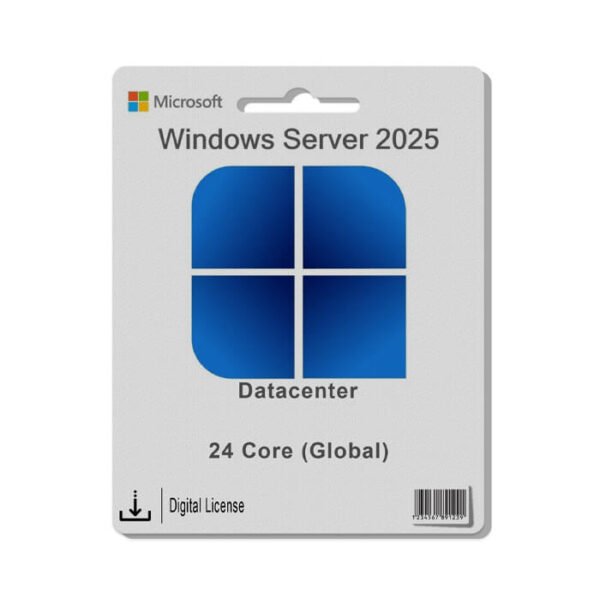 Microsoft Windows Server 2025 Datacenter 24 Core processor for global deployment.