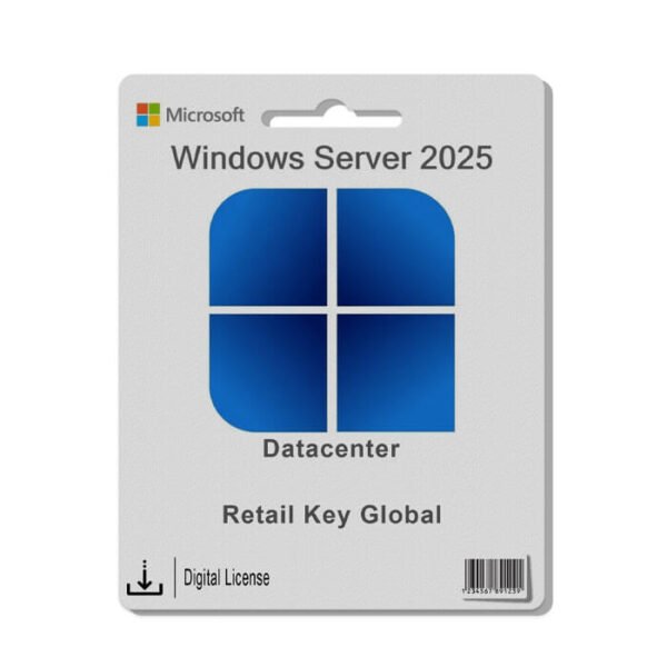 Microsoft Windows Server 2025 Datacenter retail product key for global activation.