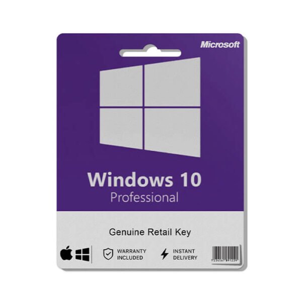 Microsoft Windows 10 Pro retail product key for activating the Pro edition of the operating system.